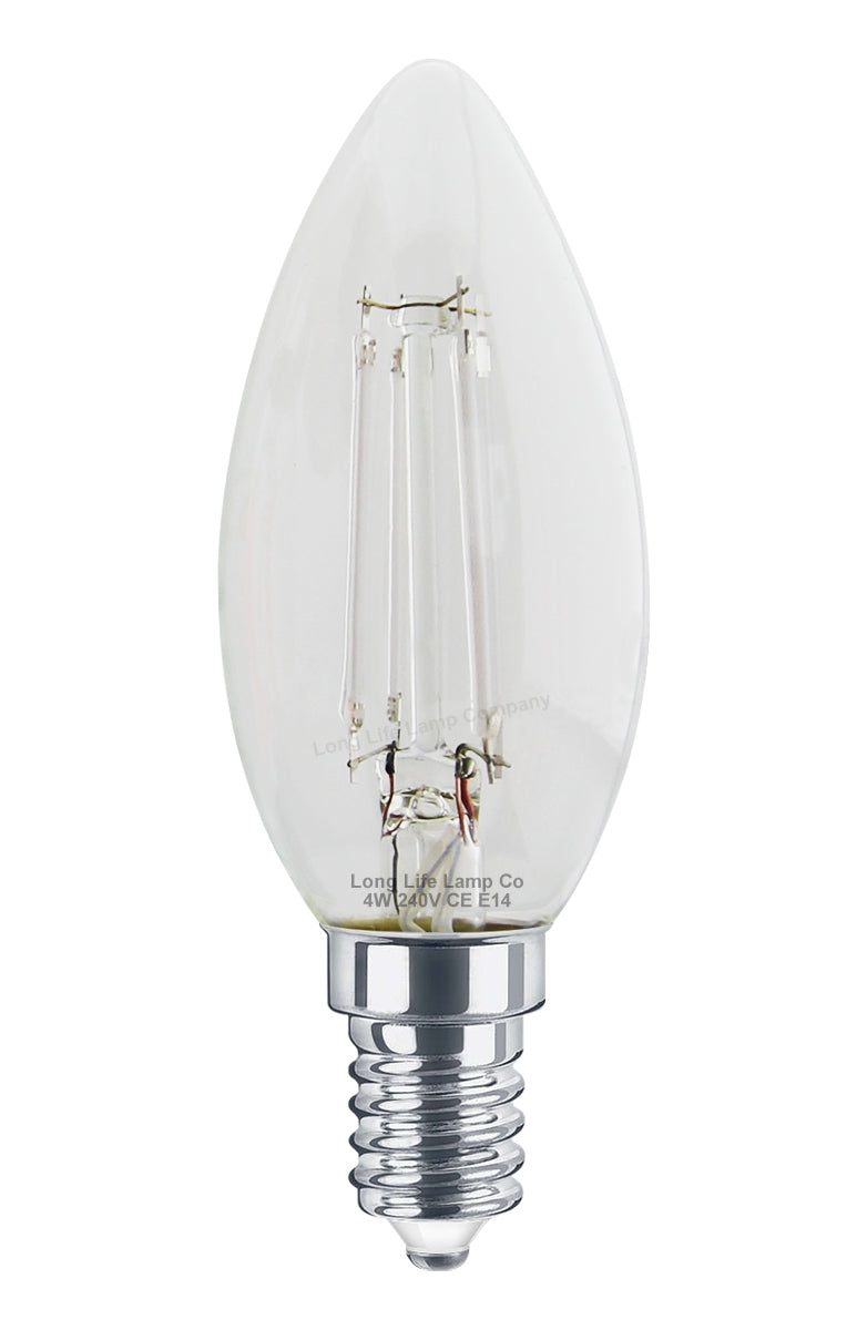 4w LED Blue Candle Light Bulb E14 Clear Glass