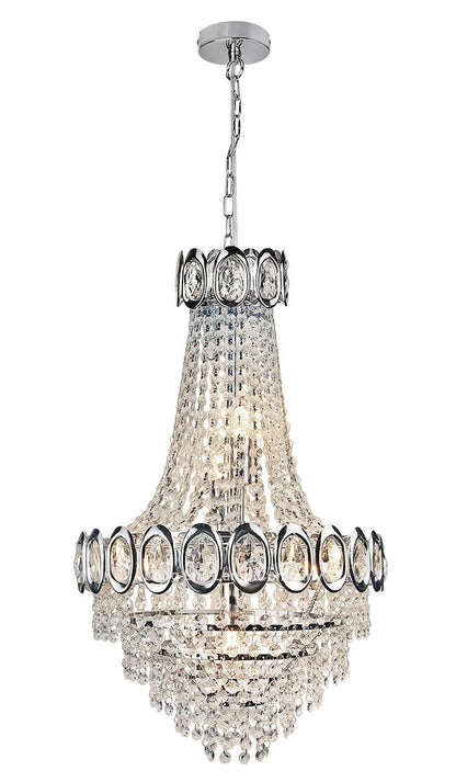 Ceiling Chandelier 6 Lamp Crystal Chrome Pendant Light - Energy Light Bulbs - Free delivery on all orders