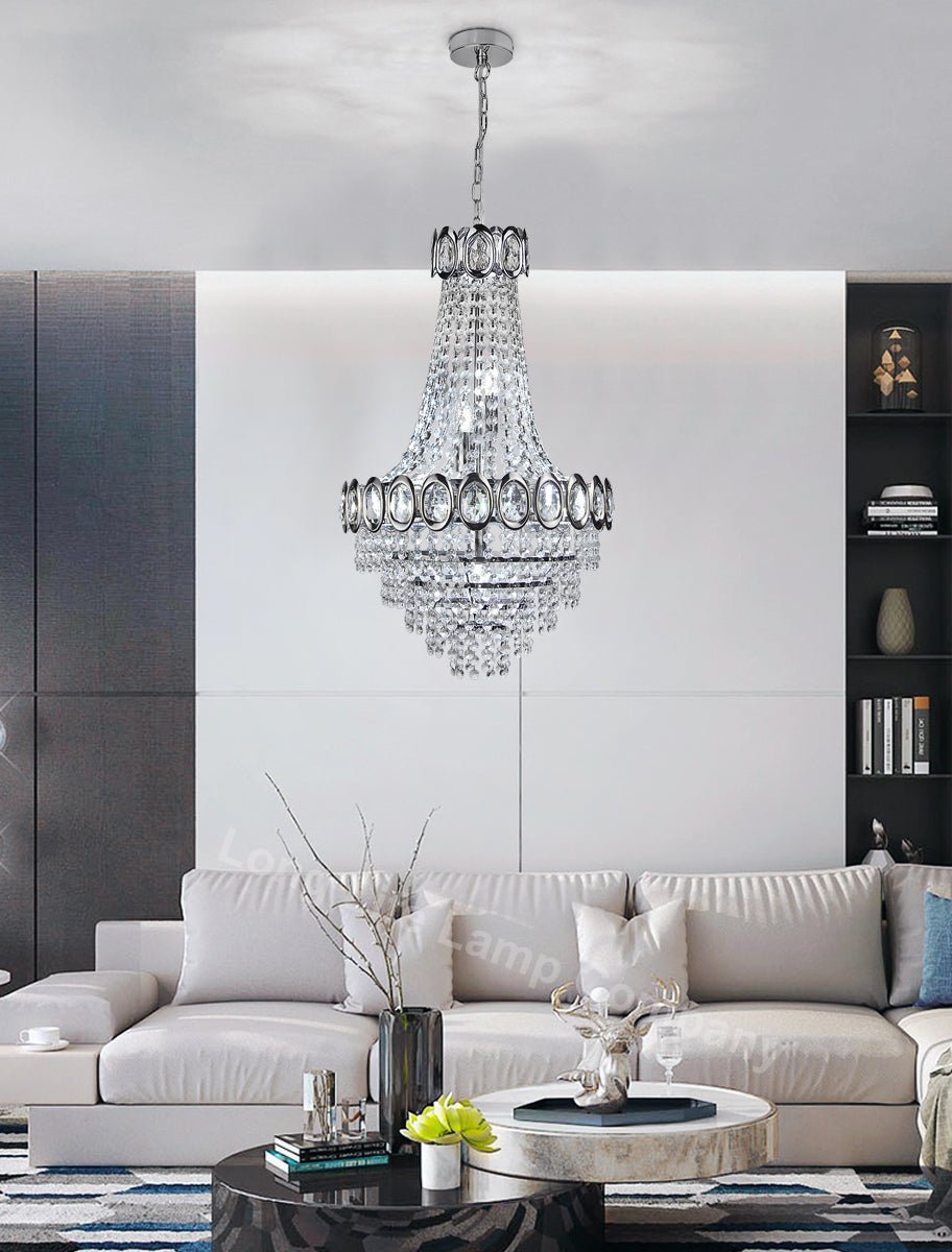 Ceiling Chandelier 6 Lamp Crystal Chrome Pendant Light - Energy Light Bulbs - Free delivery on all orders