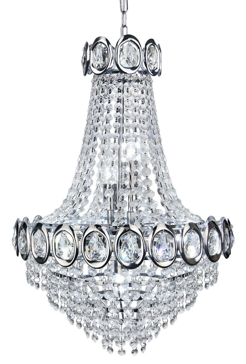 Ceiling Chandelier 6 Lamp Crystal Chrome Pendant Light - Energy Light Bulbs - Free delivery on all orders