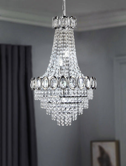 Ceiling Chandelier 6 Lamp Crystal Chrome Pendant Light - Energy Light Bulbs - Free delivery on all orders