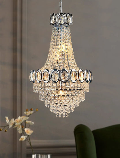 Ceiling Chandelier 6 Lamp Crystal Chrome Pendant Light - Energy Light Bulbs - Free delivery on all orders