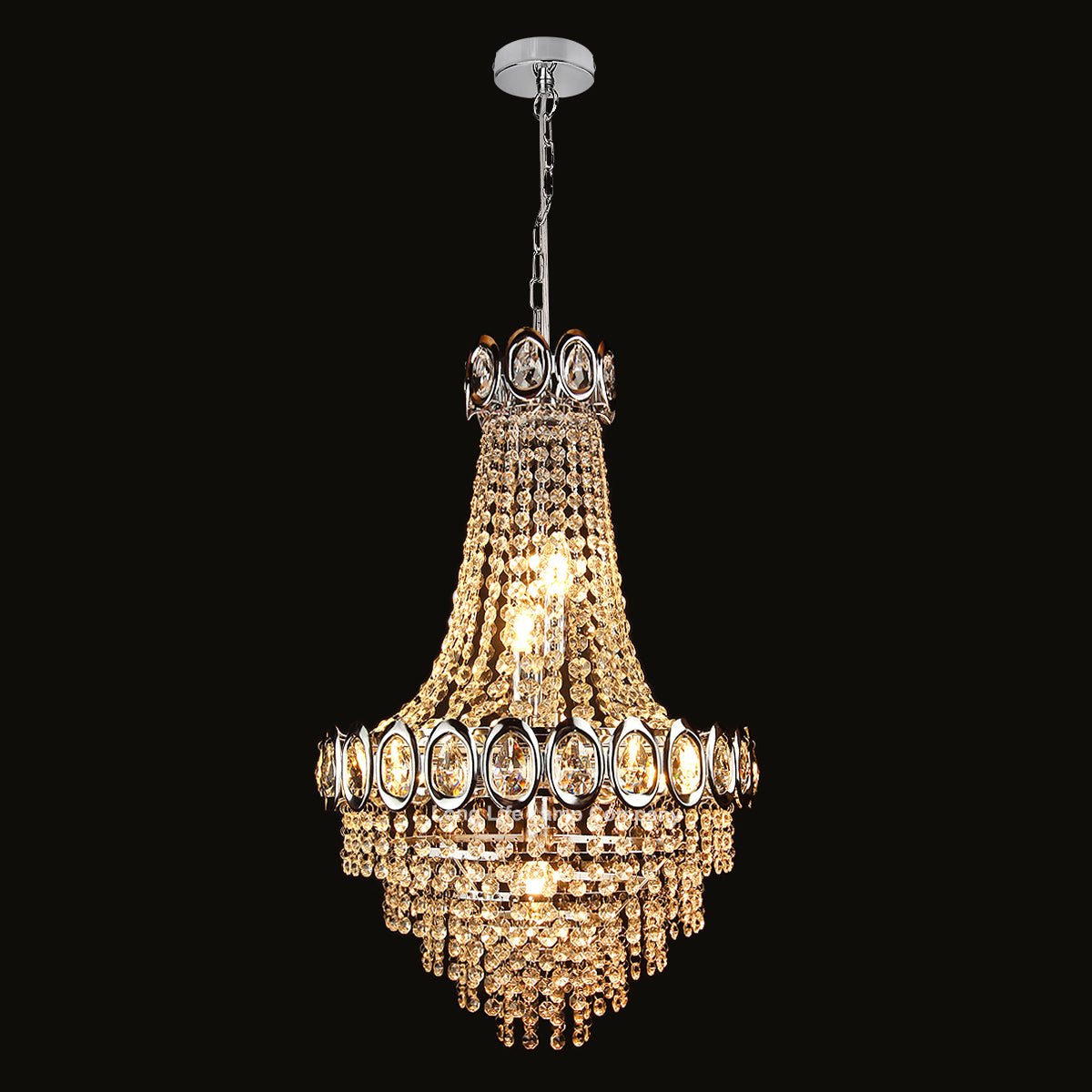 Ceiling Chandelier 6 Lamp Crystal Chrome Pendant Light - Energy Light Bulbs - Free delivery on all orders