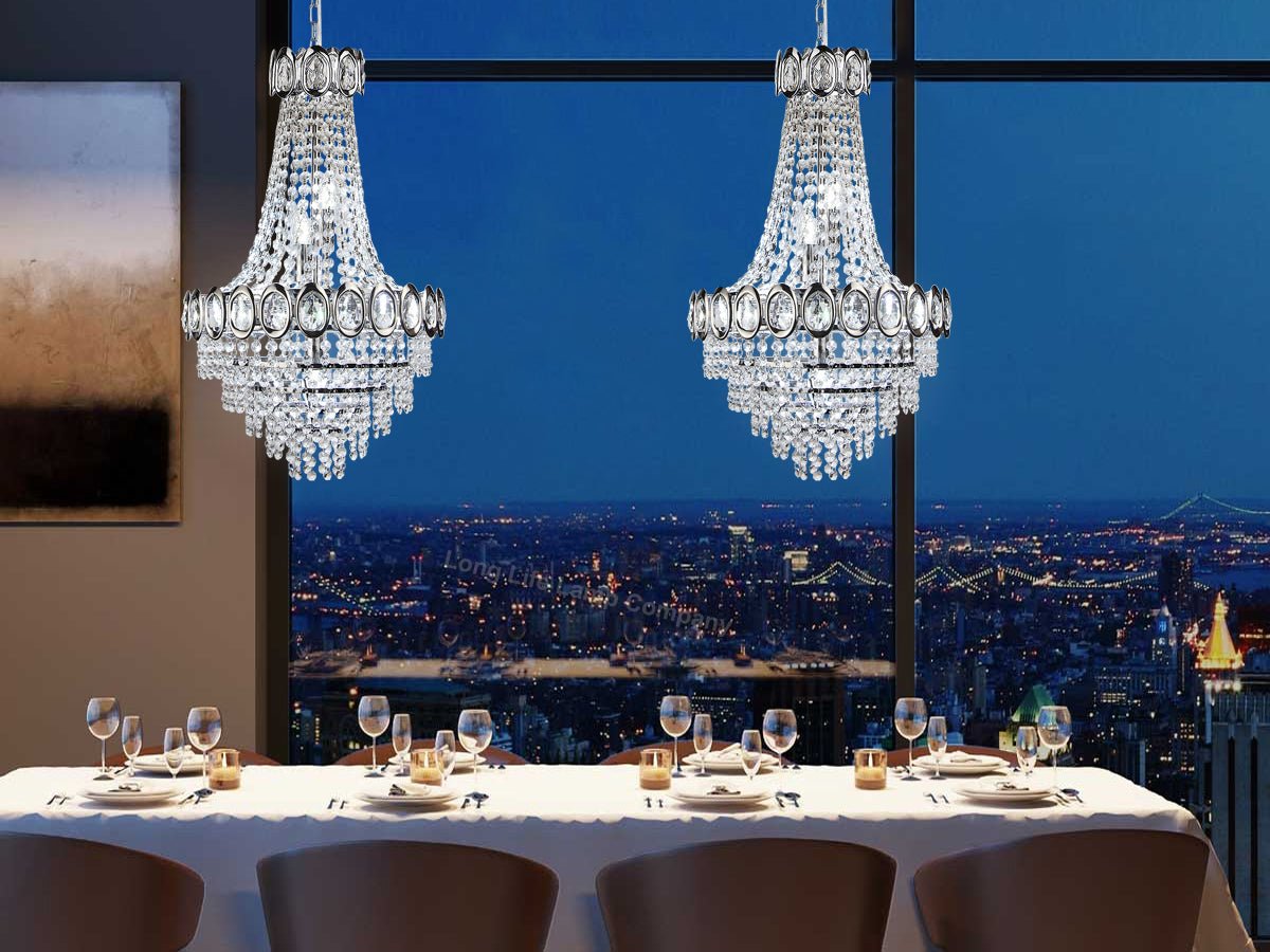 Ceiling Chandelier 6 Lamp Crystal Chrome Pendant Light - Energy Light Bulbs - Free delivery on all orders
