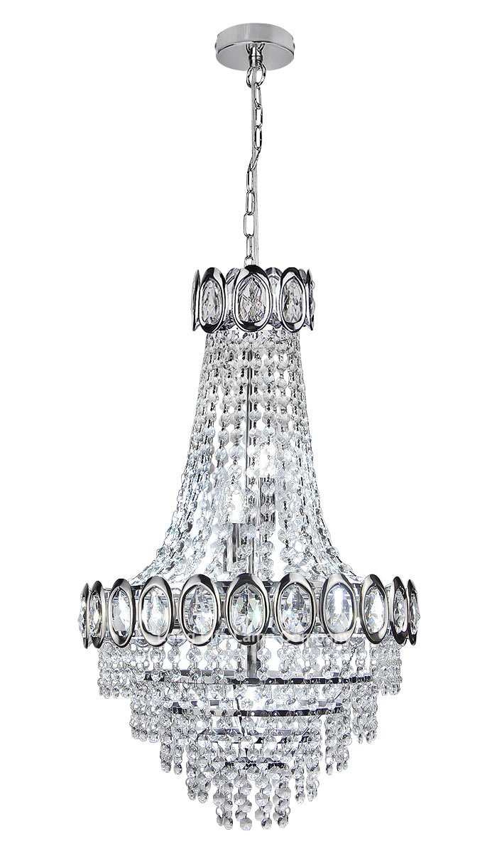 Ceiling Chandelier 6 Lamp Crystal Chrome Pendant Light - Energy Light Bulbs - Free delivery on all orders