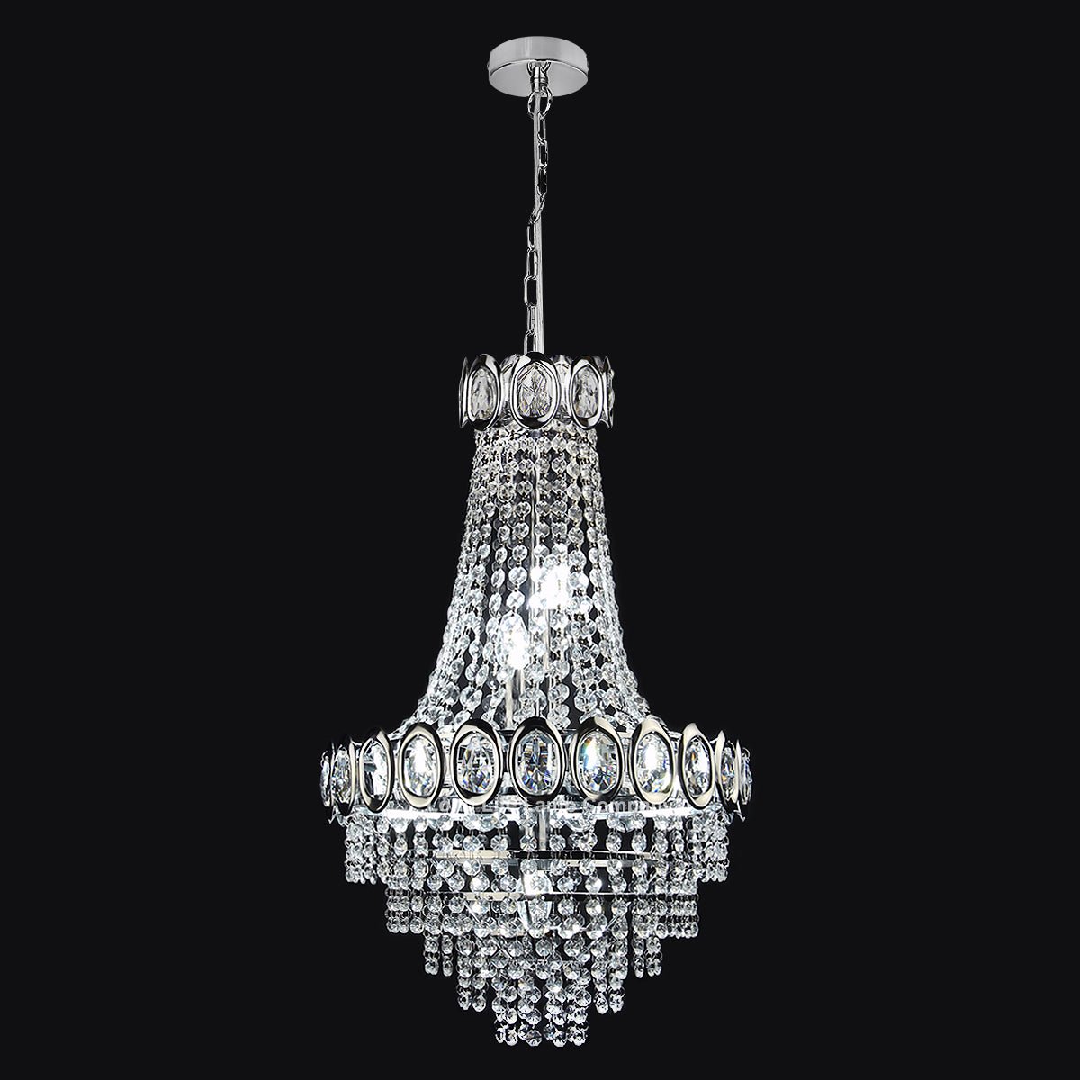 Ceiling Chandelier 6 Lamp Crystal Chrome Pendant Light - Energy Light Bulbs - Free delivery on all orders