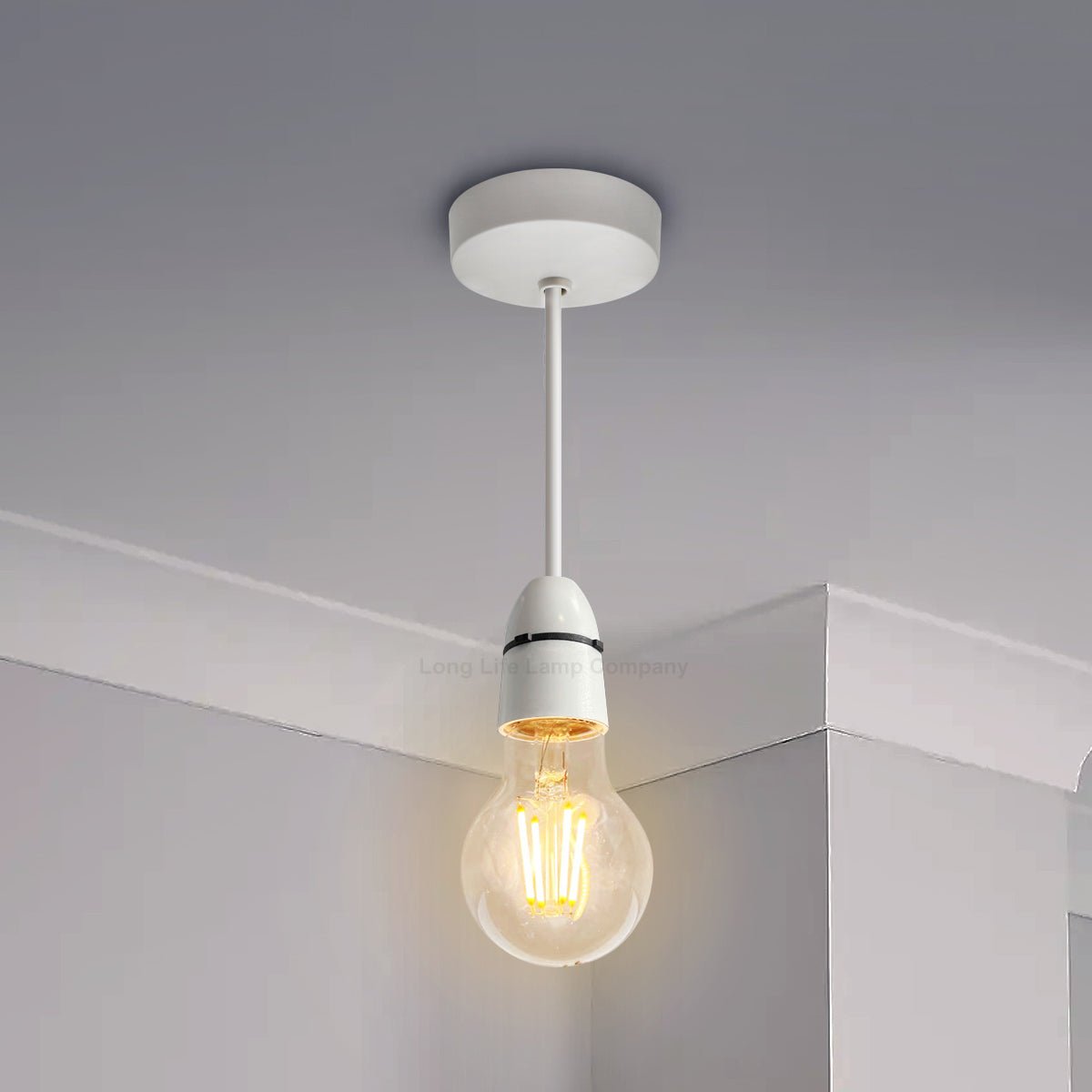 Ceiling Pendant with Lamp holder 6 inch White - Energy Light Bulbs - Free delivery on all orders