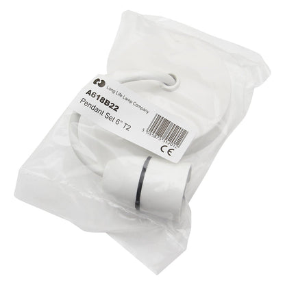 Ceiling Pendant with Lamp holder 6 inch White - Energy Light Bulbs - Free delivery on all orders