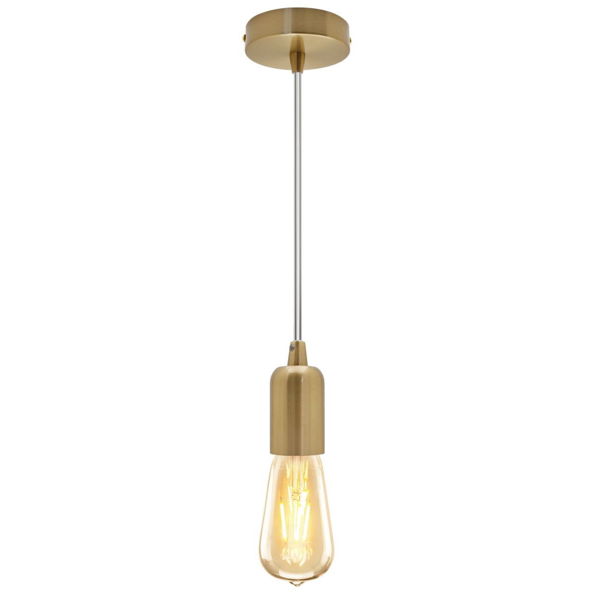 Ceiling Rose Pendant E27 Fitting Brass Flex Hanging Lamp Holder Kit - Energy Light Bulbs - Free delivery on all orders
