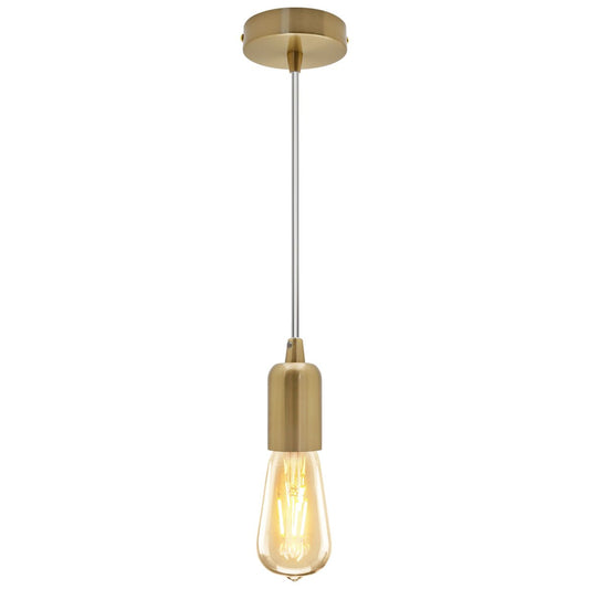 Ceiling Rose Pendant E27 Fitting Brass Flex Hanging Lamp Holder Kit - Energy Light Bulbs - Free delivery on all orders