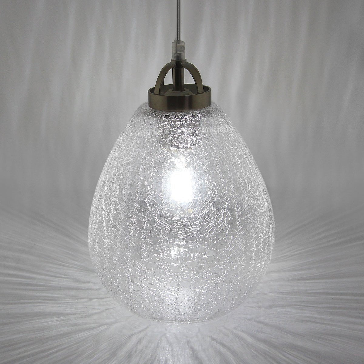 Ceiling Tear Drop Crackled Clear Glass Pendant Lamp Shade Retro Chrome Holder - Energy Light Bulbs - Free delivery on all orders