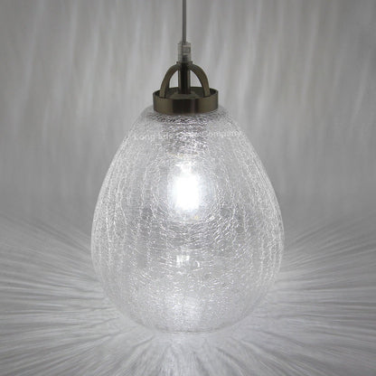 Ceiling Tear Drop Crackled Clear Glass Pendant Lamp Shade Retro Chrome Holder - Energy Light Bulbs - Free delivery on all orders