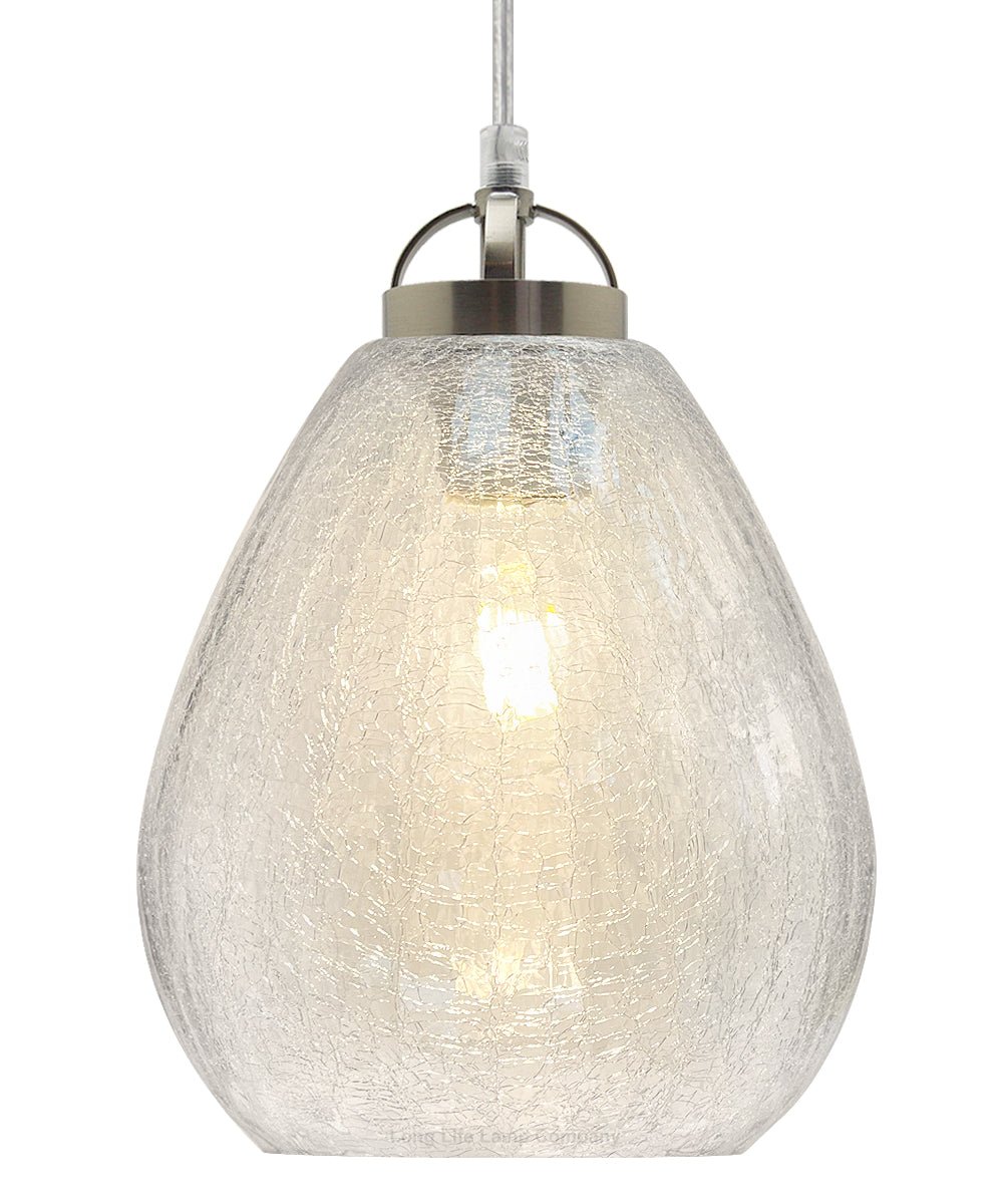 Ceiling Tear Drop Crackled Clear Glass Pendant Lamp Shade Retro Chrome Holder - Energy Light Bulbs - Free delivery on all orders