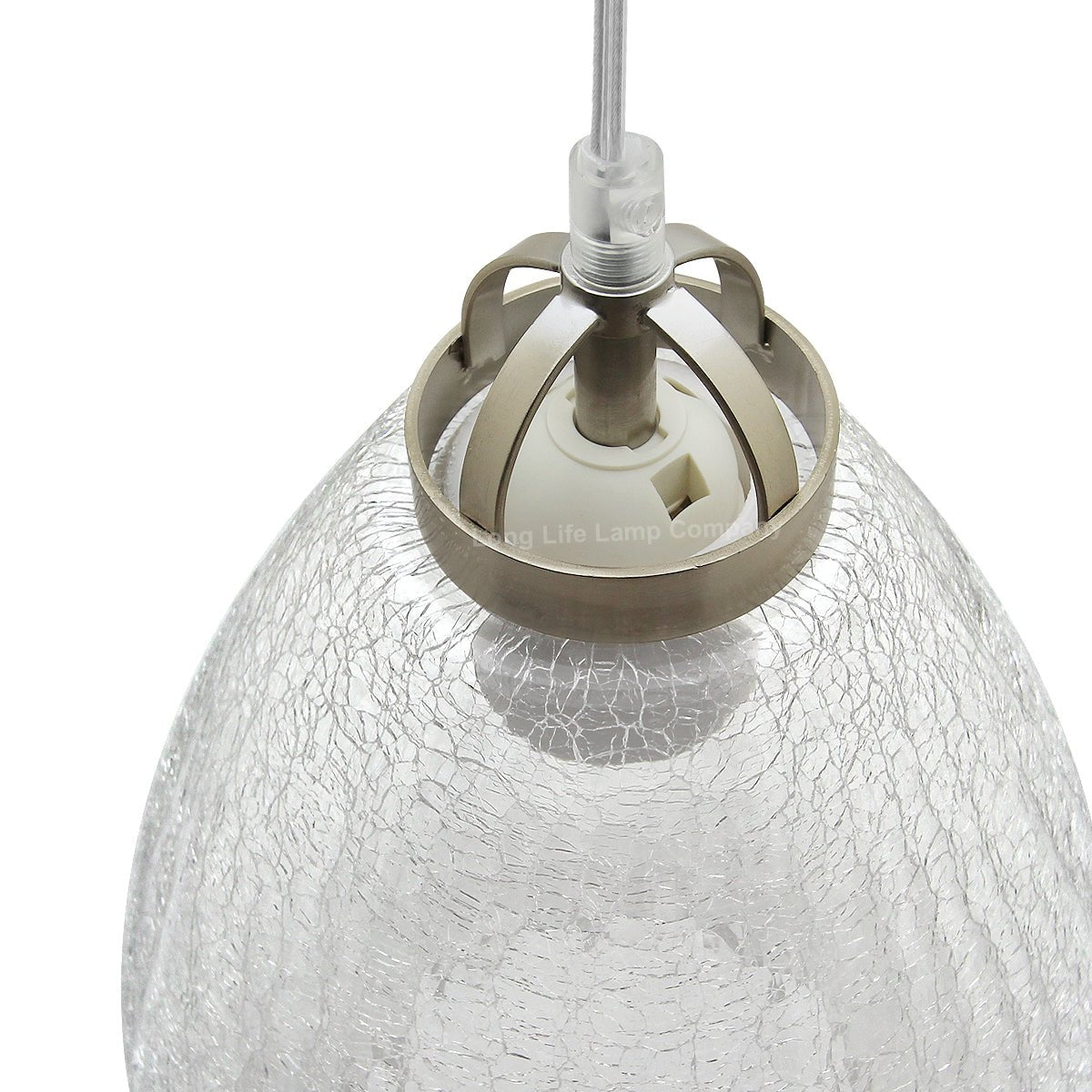 Ceiling Tear Drop Crackled Clear Glass Pendant Lamp Shade Retro Chrome Holder - Energy Light Bulbs - Free delivery on all orders