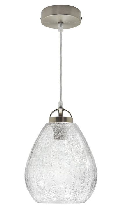 Ceiling Tear Drop Crackled Clear Glass Pendant Lamp Shade Retro Chrome Holder - Energy Light Bulbs - Free delivery on all orders