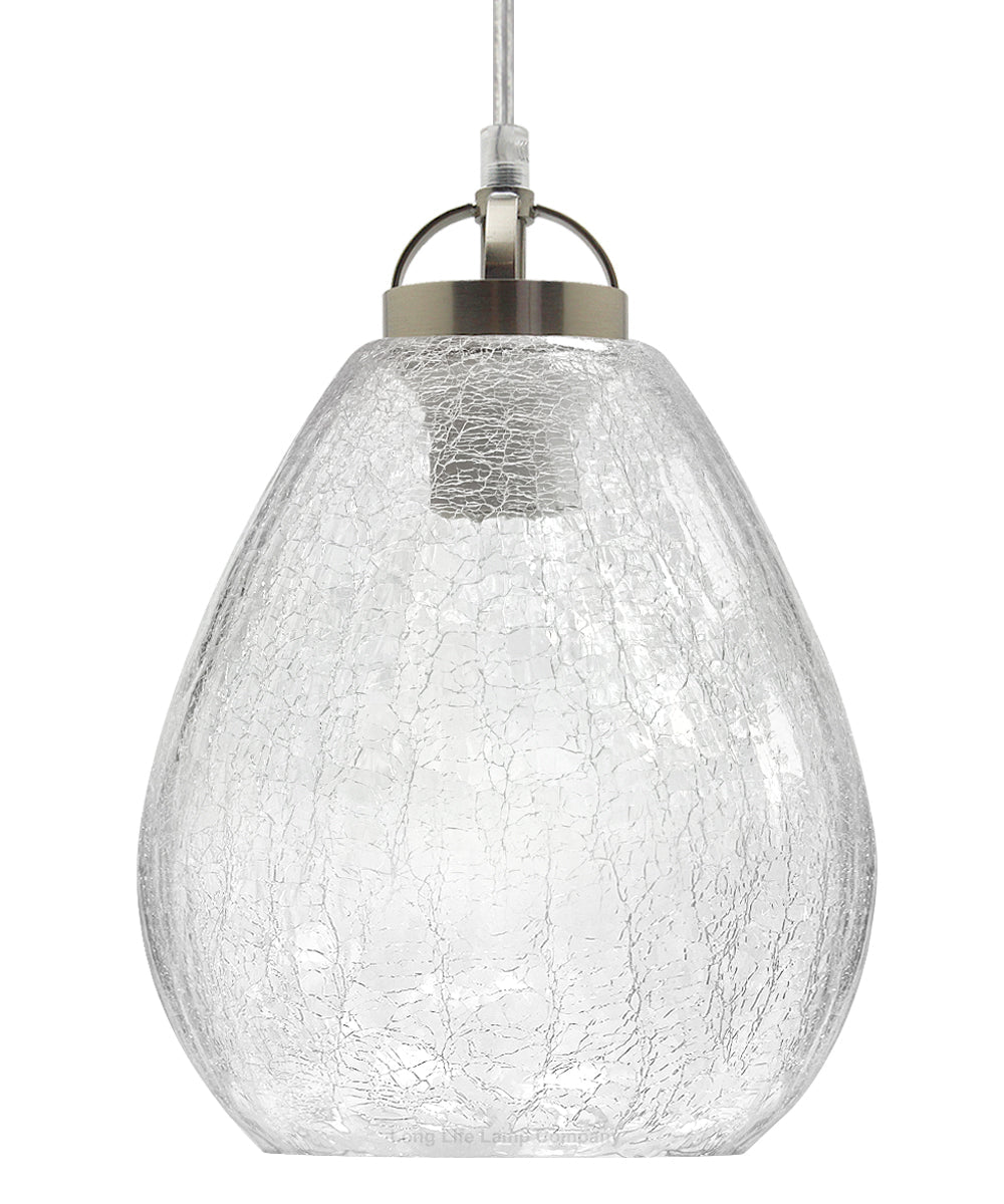 Ceiling Tear Drop Crackled Clear Glass Pendant Lamp Shade Retro Chrome Holder - Energy Light Bulbs - Free delivery on all orders
