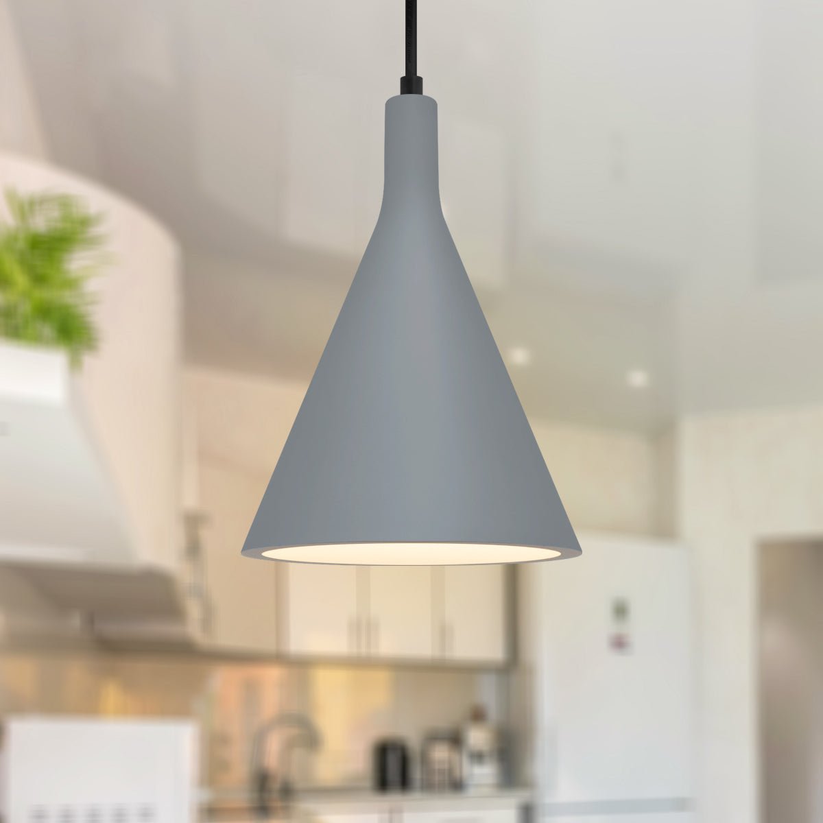 Ceramic Ceiling Pendant Light Grey Gypsum Lamp Shade - Energy Light Bulbs - Free delivery on all orders