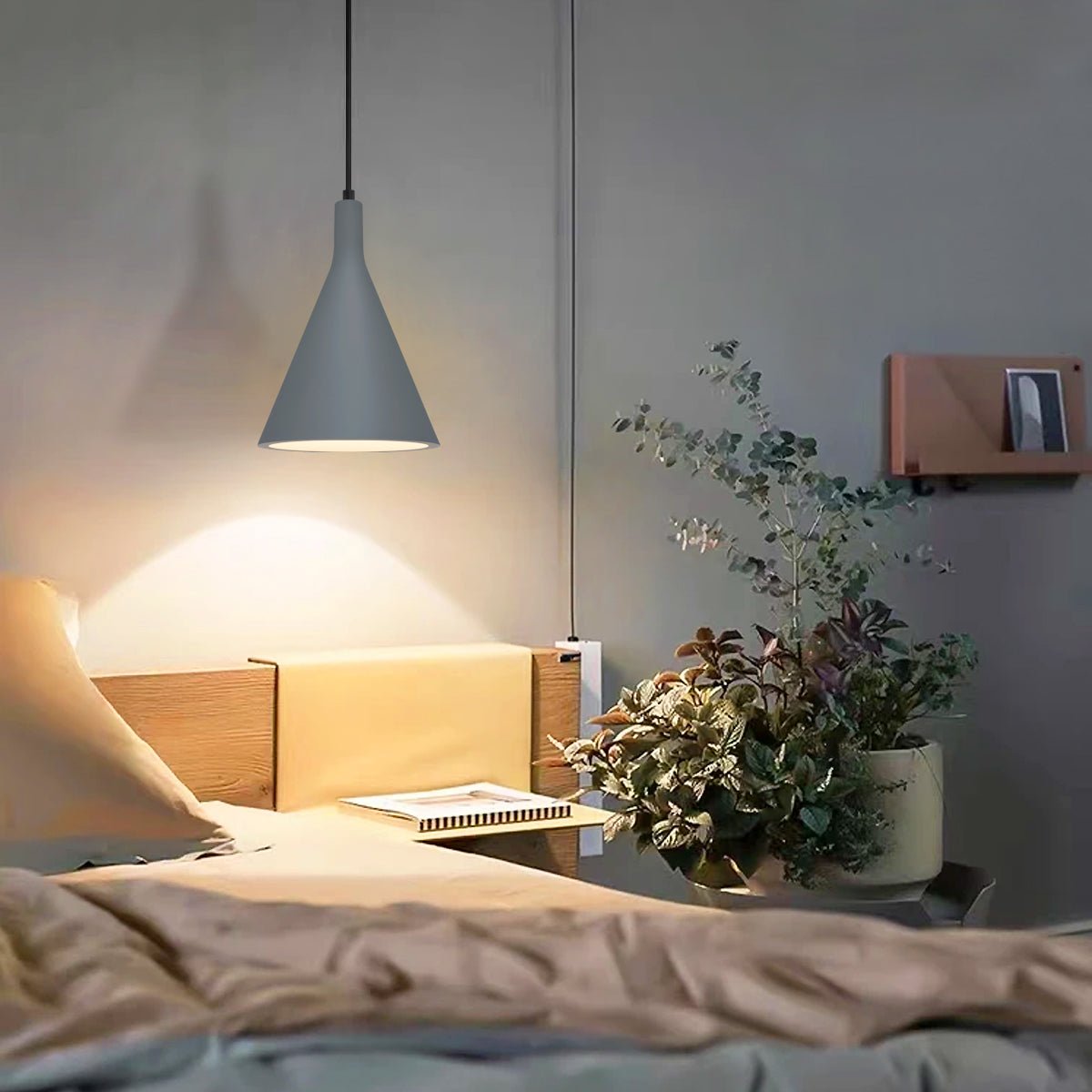 Ceramic Ceiling Pendant Light Grey Gypsum Lamp Shade - Energy Light Bulbs - Free delivery on all orders