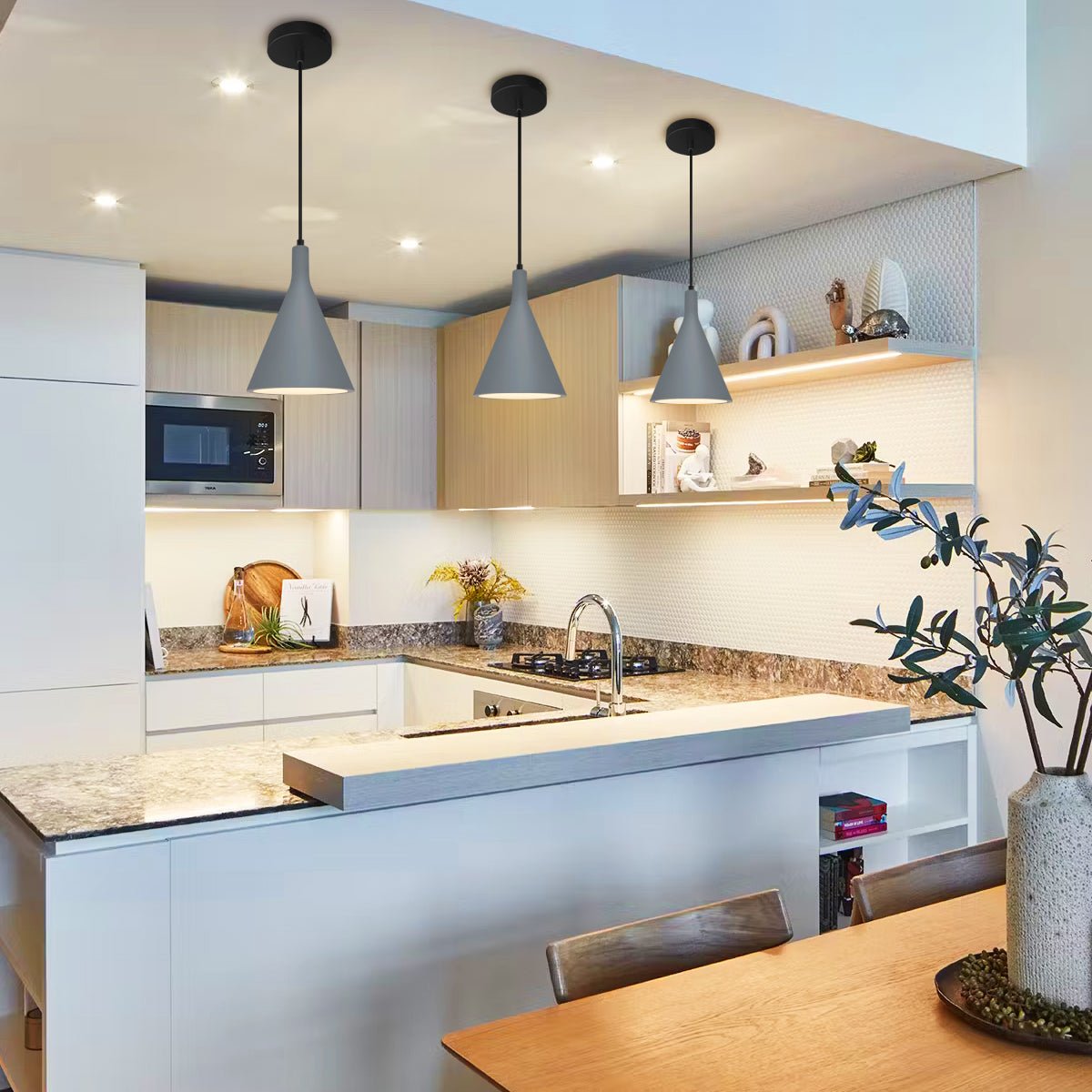 Ceramic Ceiling Pendant Light Grey Gypsum Lamp Shade - Energy Light Bulbs - Free delivery on all orders