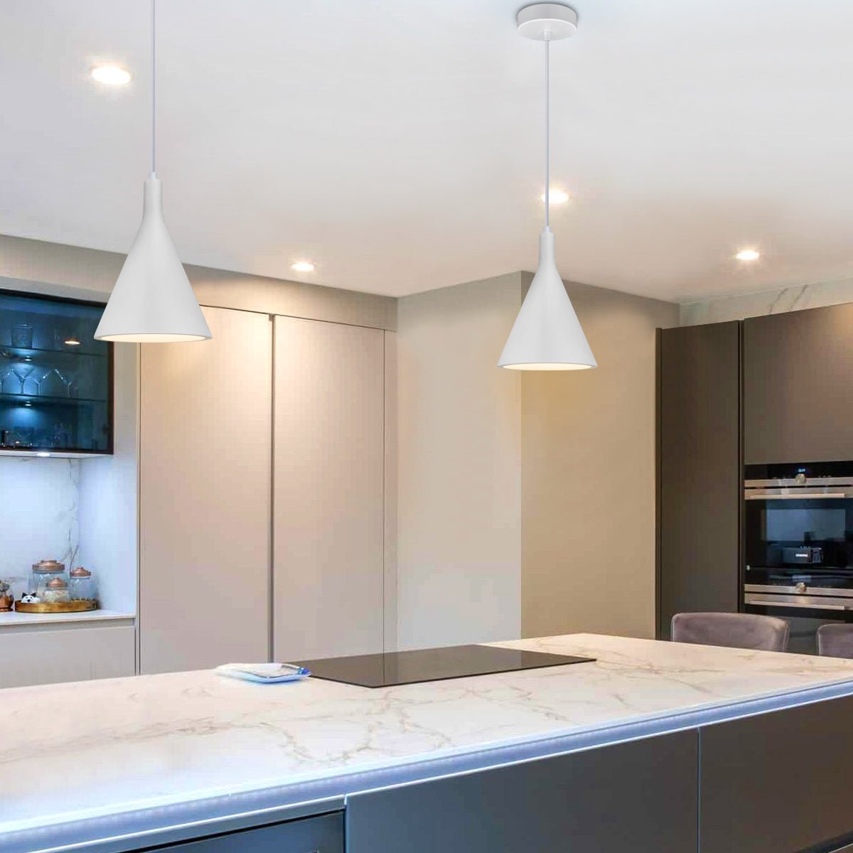 Ceramic Ceiling Pendant Light White Gypsum Lamp Shade - Energy Light Bulbs - Free delivery on all orders