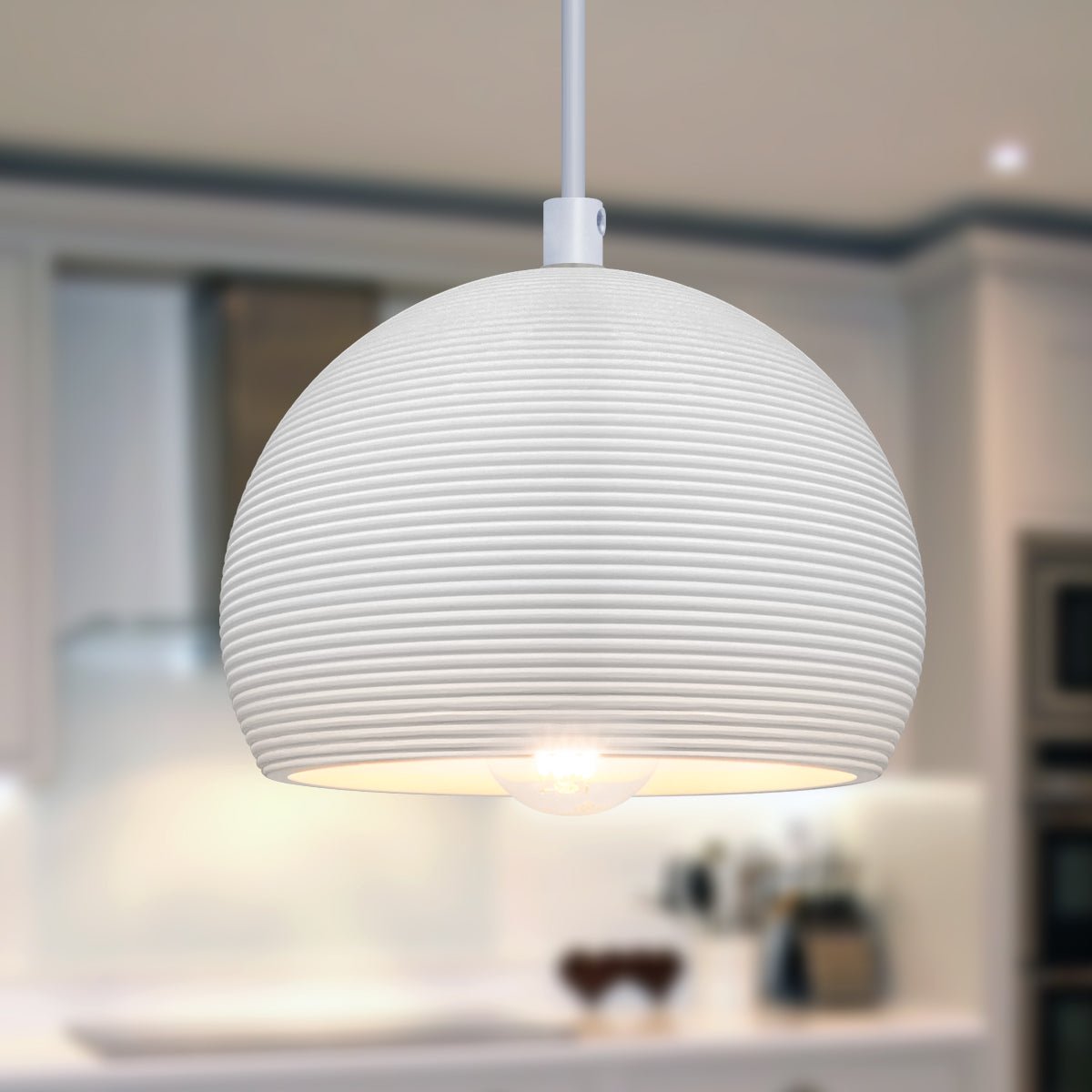 Ceramic Ceiling Pendant Light White Paintable Gypsum Groove Pattern - Energy Light Bulbs - Free delivery on all orders