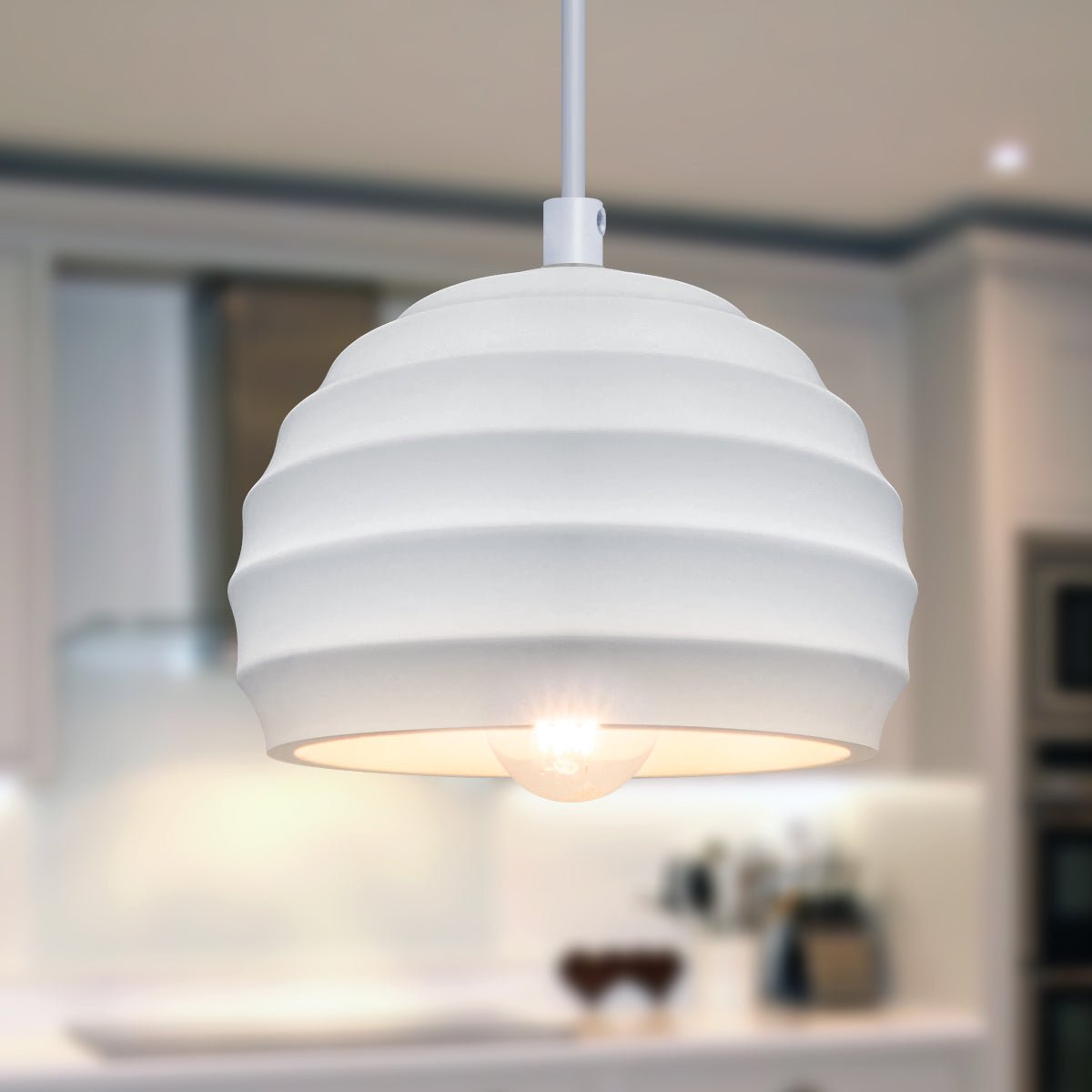 Ceramic Ceiling Pendant Light White Paintable Gypsum Twist Pattern - Energy Light Bulbs - Free delivery on all orders