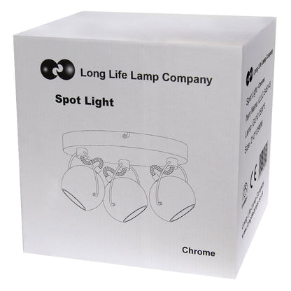 Chrome 3 Way Adjustable Eyeball Ceiling Spotlight GU10 - Energy Light Bulbs - Free delivery on all orders
