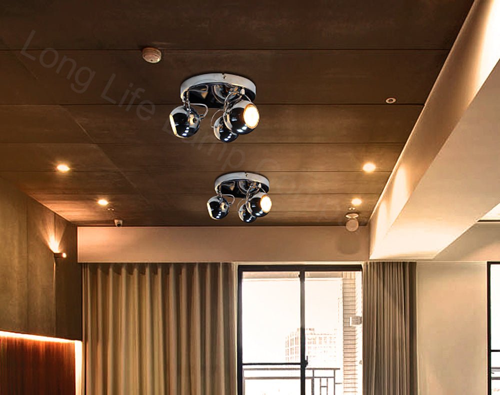 Chrome 3 Way Adjustable Eyeball Ceiling Spotlight GU10 - Energy Light Bulbs - Free delivery on all orders