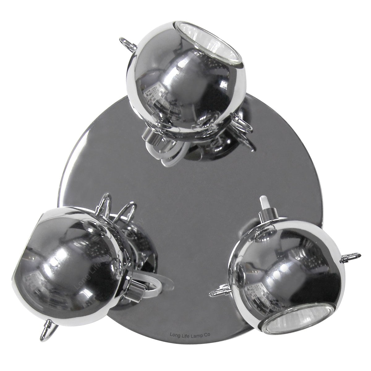 Chrome 3 Way Adjustable Eyeball Ceiling Spotlight GU10 - Energy Light Bulbs - Free delivery on all orders