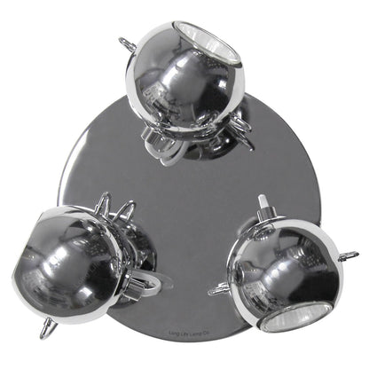 Chrome 3 Way Adjustable Eyeball Ceiling Spotlight GU10 - Energy Light Bulbs - Free delivery on all orders