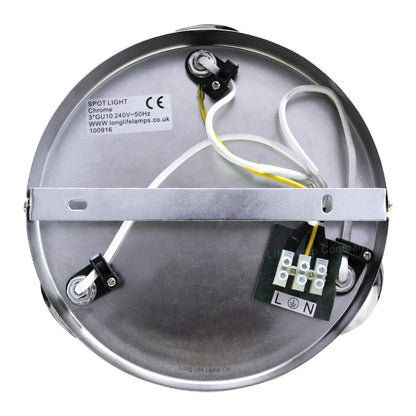 Chrome 3 Way Adjustable Eyeball Ceiling Spotlight GU10 - Energy Light Bulbs - Free delivery on all orders