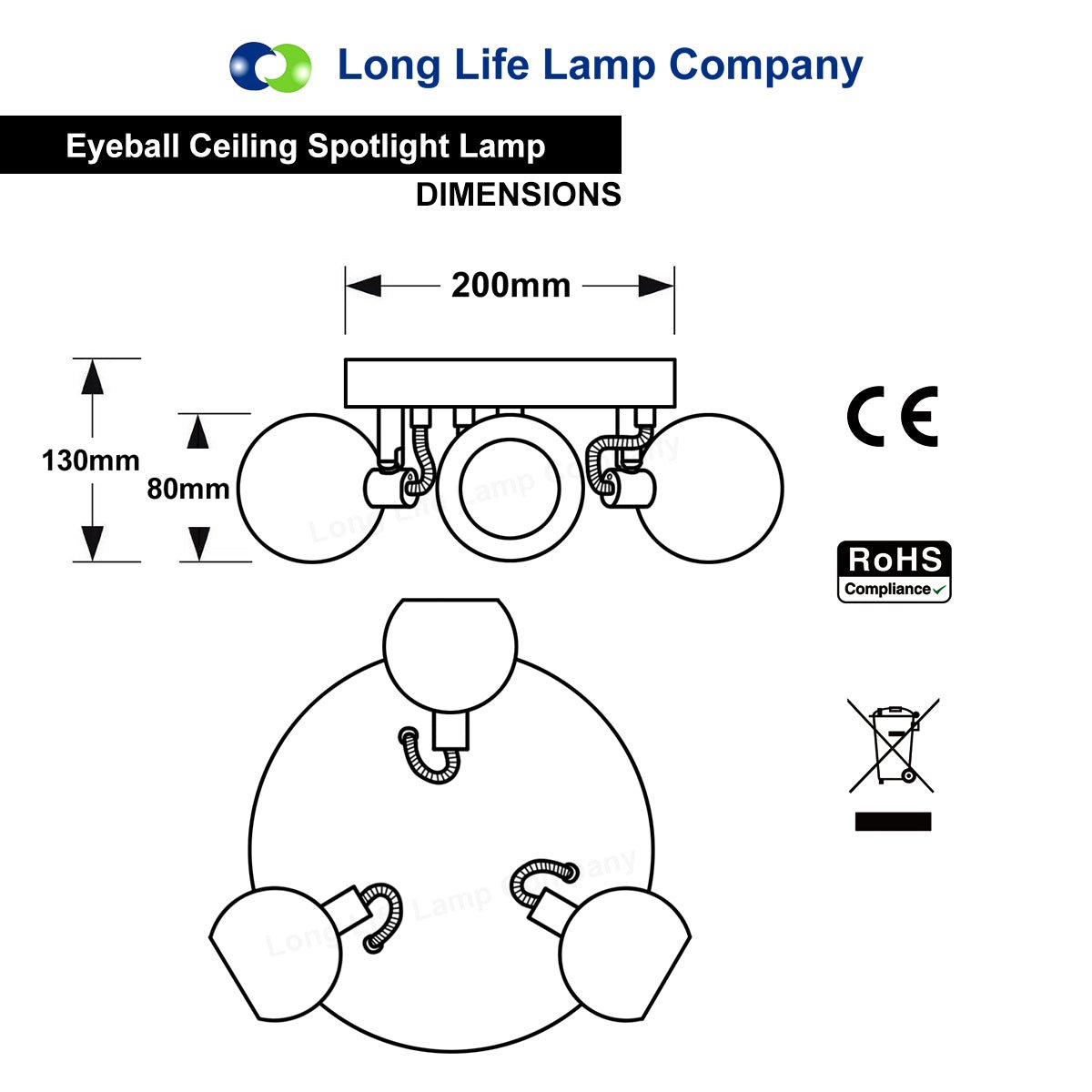 Chrome 3 Way Adjustable Eyeball Ceiling Spotlight GU10 - Energy Light Bulbs - Free delivery on all orders