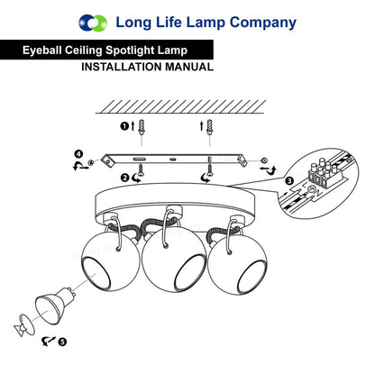 Chrome 3 Way Adjustable Eyeball Ceiling Spotlight GU10 - Energy Light Bulbs - Free delivery on all orders