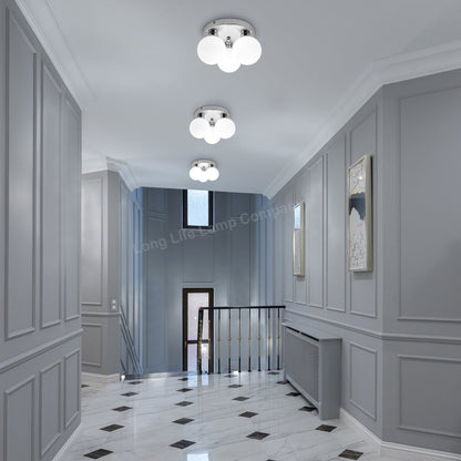 Chrome 3-Way Globe Ceiling Light – Frosted, Warm or Cool - Free delivery on all orders
