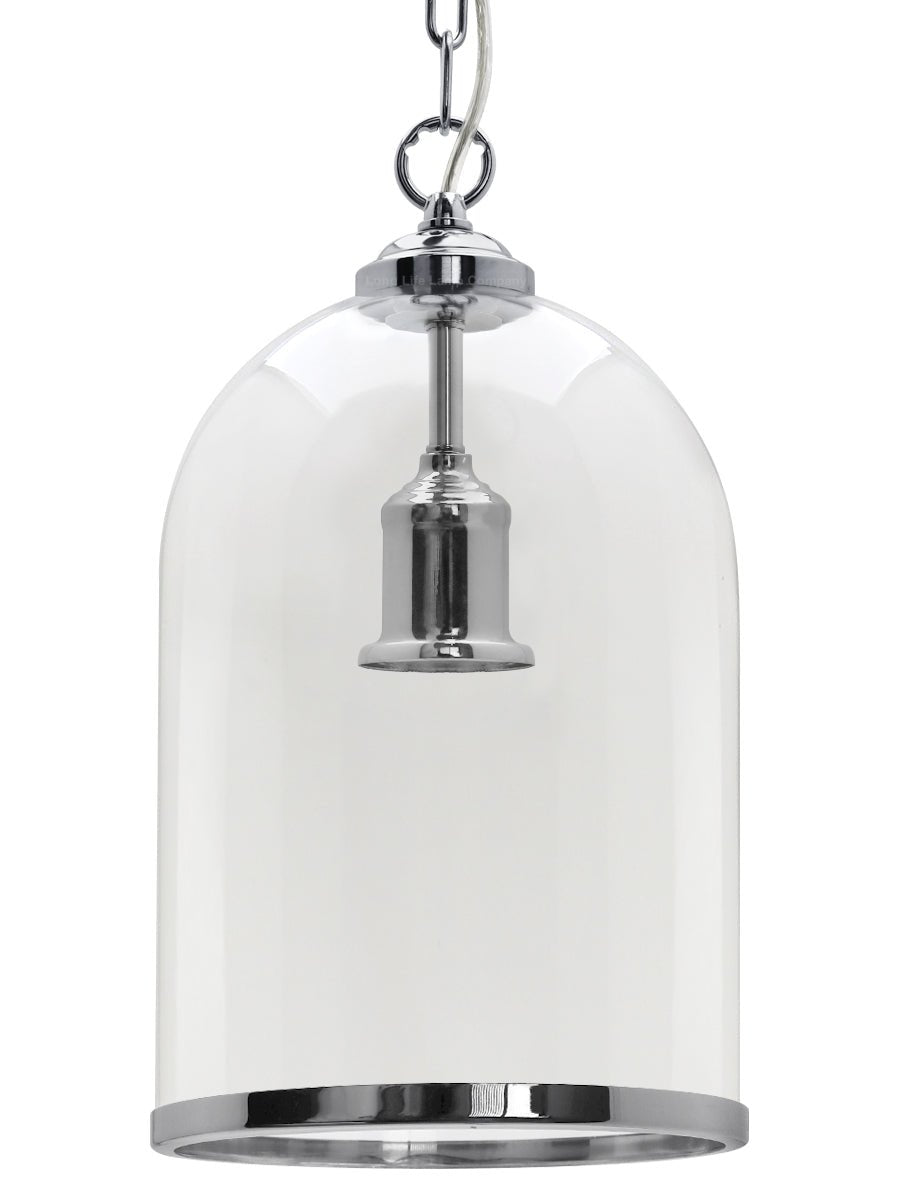 Chrome Vintage Ceiling Pendant Light Glass Lamp Shade Bell Chain Lantern - Energy Light Bulbs - Free delivery on all orders