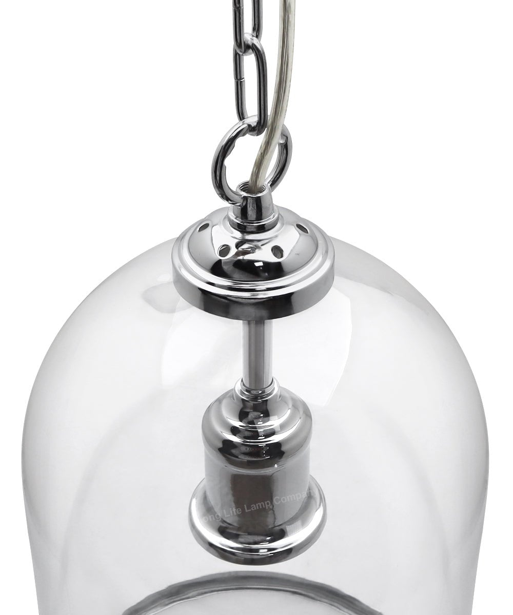 Chrome Vintage Ceiling Pendant Light Glass Lamp Shade Bell Chain Lantern - Energy Light Bulbs - Free delivery on all orders