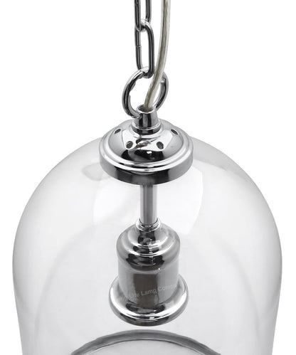 Chrome Vintage Ceiling Pendant Light Glass Lamp Shade Bell Chain Lantern - Energy Light Bulbs - Free delivery on all orders