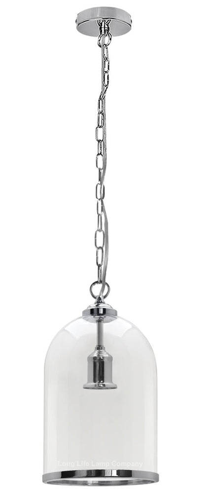 Chrome Vintage Ceiling Pendant Light Glass Lamp Shade Bell Chain Lantern - Energy Light Bulbs - Free delivery on all orders