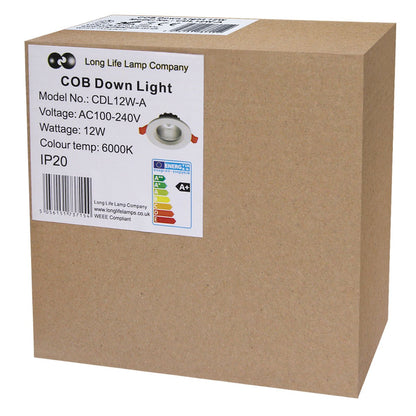 COB 12W Recessed Commercial LED Downlight 6000K - Energy Light Bulbs - Free delivery on all orders