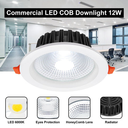 COB 12W Recessed Commercial LED Downlight 6000K - Energy Light Bulbs - Free delivery on all orders