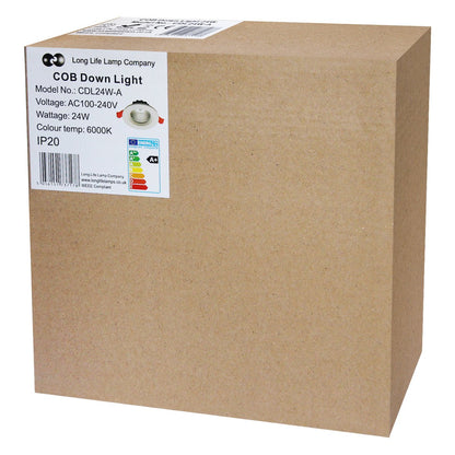COB 24W Recessed Commercial LED Downlight 6000K - Energy Light Bulbs - Free delivery on all orders