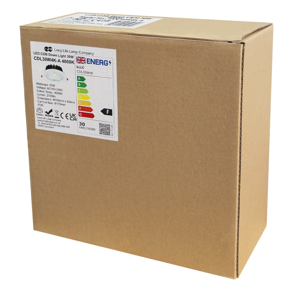 COB 30W Recessed Commercial LED Downlight 4000K - Energy Light Bulbs - Free delivery on all orders