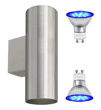 Coloured LED GU10 Up Down Double Wall Light IP20 Heavy Stainless Steel - Energy Light Bulbs - Free delivery on all orders