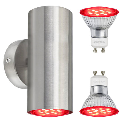 Coloured LED GU10 Up Down Double Wall Light IP20 Heavy Stainless Steel - Energy Light Bulbs - Free delivery on all orders