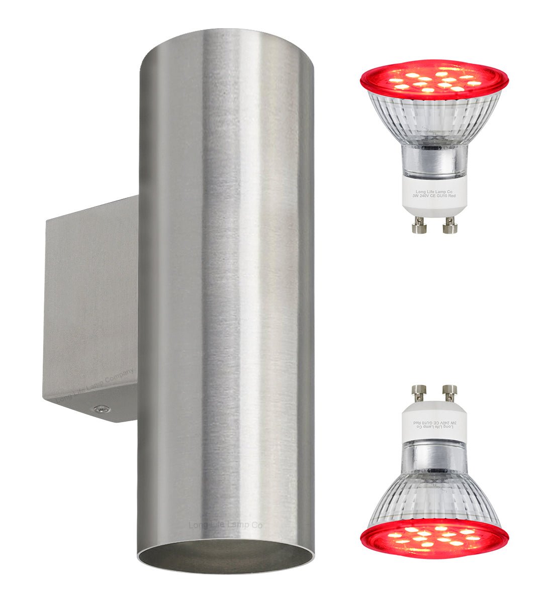 Coloured LED GU10 Up Down Double Wall Light IP20 Heavy Stainless Steel - Energy Light Bulbs - Free delivery on all orders