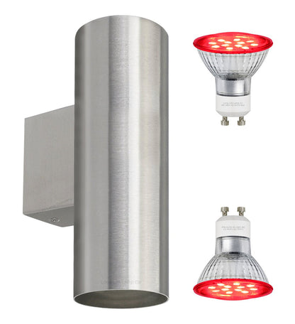 Coloured LED GU10 Up Down Double Wall Light IP20 Heavy Stainless Steel - Energy Light Bulbs - Free delivery on all orders