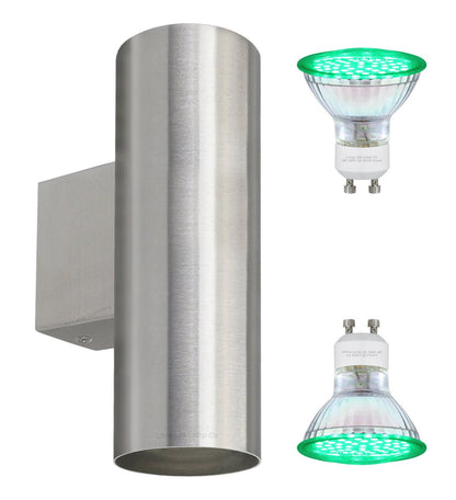 Coloured LED GU10 Up Down Double Wall Light IP20 Heavy Stainless Steel - Energy Light Bulbs - Free delivery on all orders