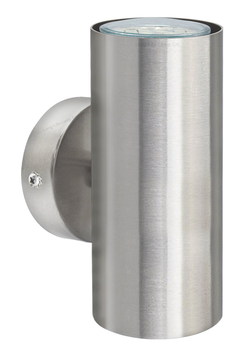 Coloured LED GU10 Up Down Double Wall Light IP20 Heavy Stainless Steel - Energy Light Bulbs - Free delivery on all orders