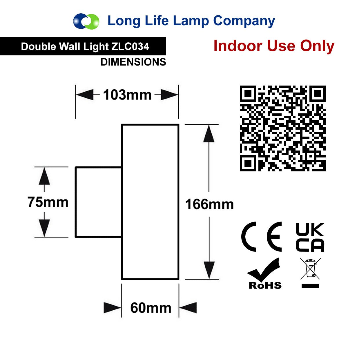 Coloured LED GU10 Up Down Double Wall Light IP20 Heavy Stainless Steel ZLC034 - Free delivery on all orders