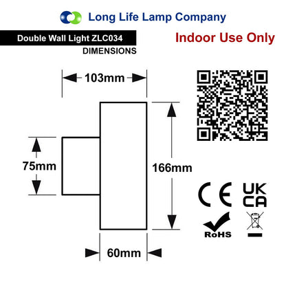 Coloured LED GU10 Up Down Double Wall Light IP20 Heavy Stainless Steel ZLC034 - Free delivery on all orders